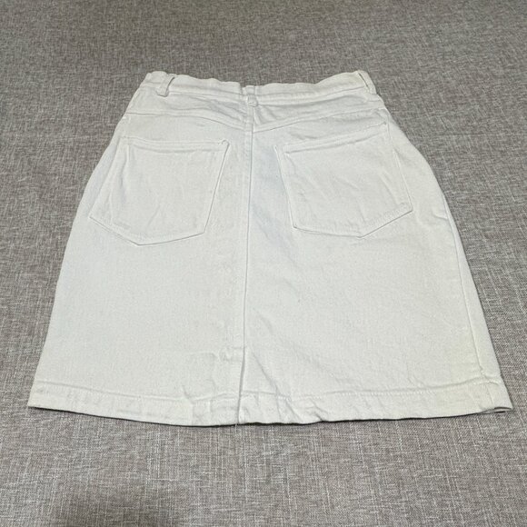 Vintage | Jeanjer Jeans | Diffusion Mini Skirt | White Denim | Size 3/4 - Picture 11 of 15
